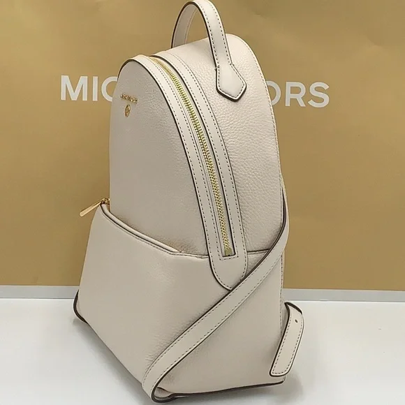 MICHAEL KORS VALERIE MEDIUM PEBBLED LEATHER BACKPACK LIGHT CREAM COLOR - Picture 4 of 15